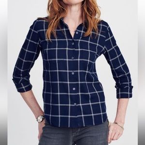 Women’s UNTUCKit Navy & White Plaid Windowpane Donna Cristina Button-Down Top